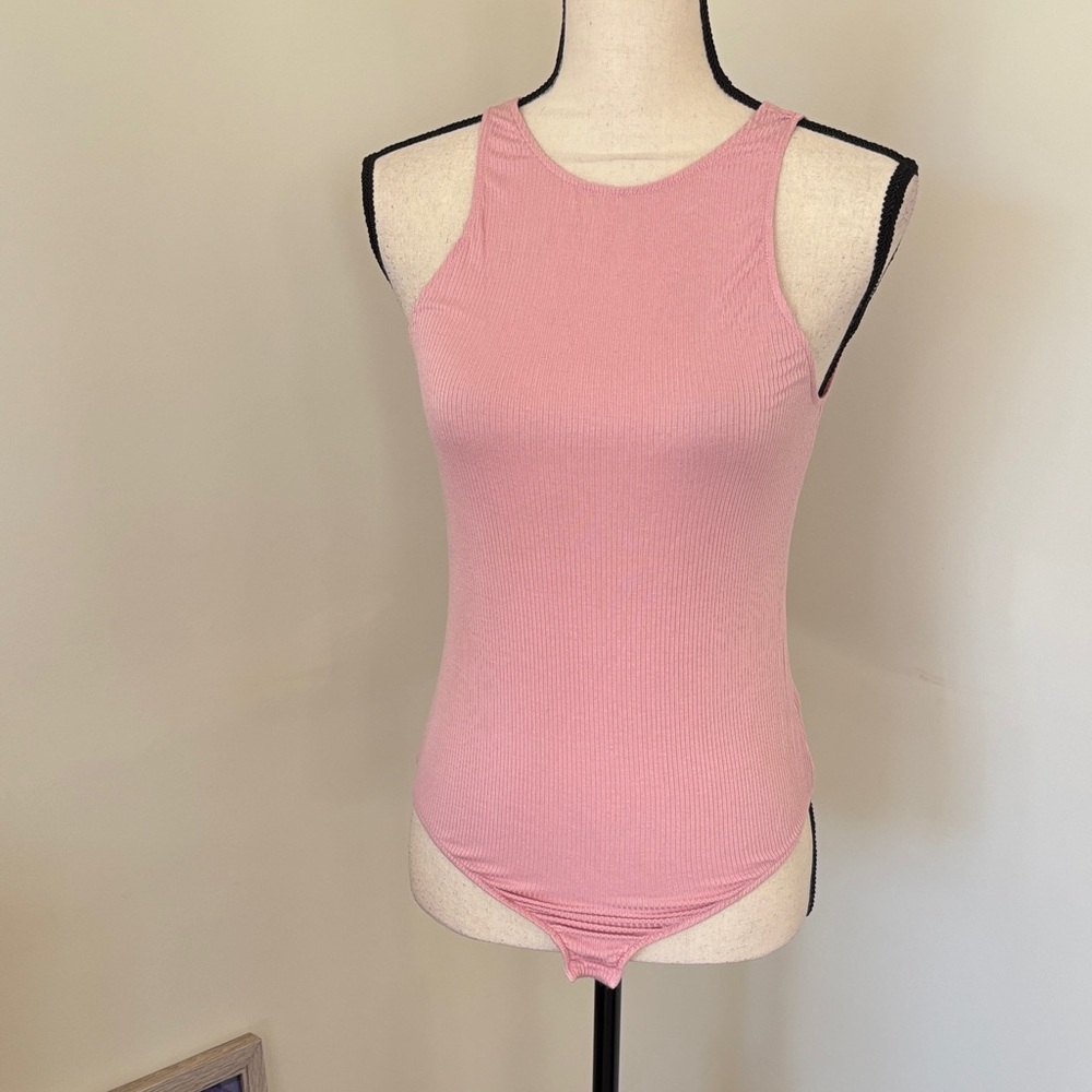 Free People intimately Soft Pink Ribbed Bodysuit Size Small